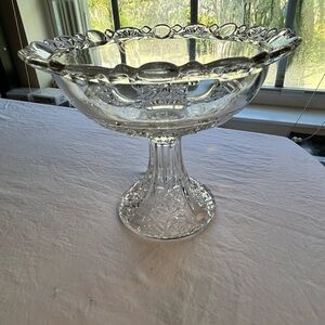 Elegant Crystal Glass Pedestal Bowl